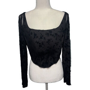 Y2K Whimsigoth Corset Top XL Velvet Burnout Layered Shrug Fairy Grunge Witchy